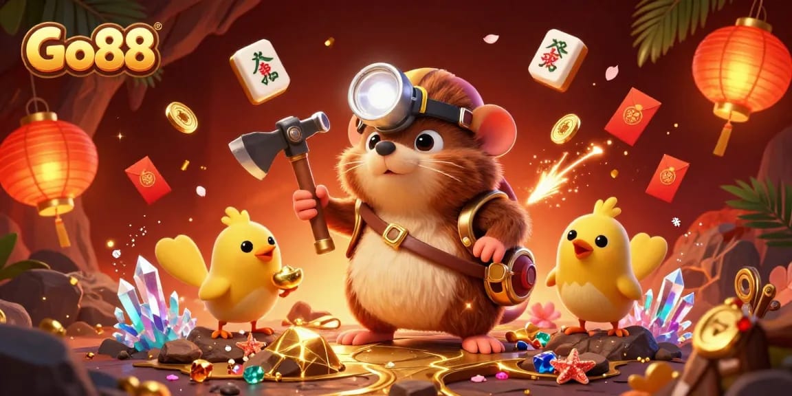 Engage with Go88 as a treasure-hunting mole reveals riches amidst vibrant casino elements.