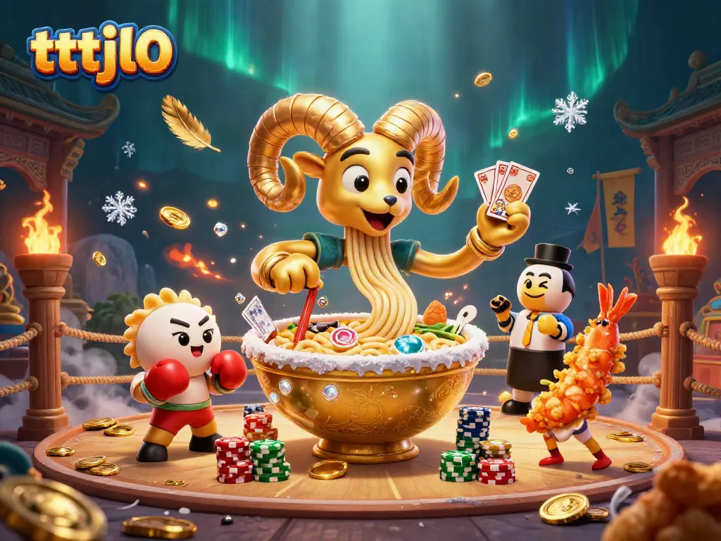 Join the exciting world of tttjl0 with a dynamic 3D illustration of animated characters celebrating in a vibrant casino atmosphere.