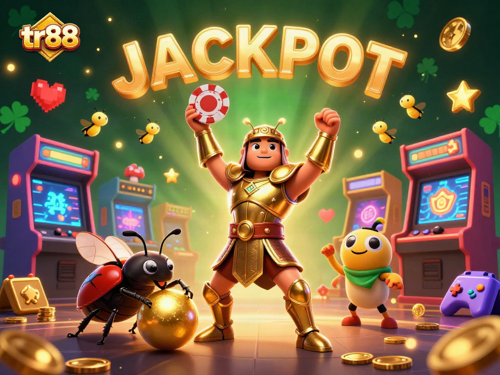 Engage with tr88's thrilling games and vibrant casino elements in a captivating 3D illustration.