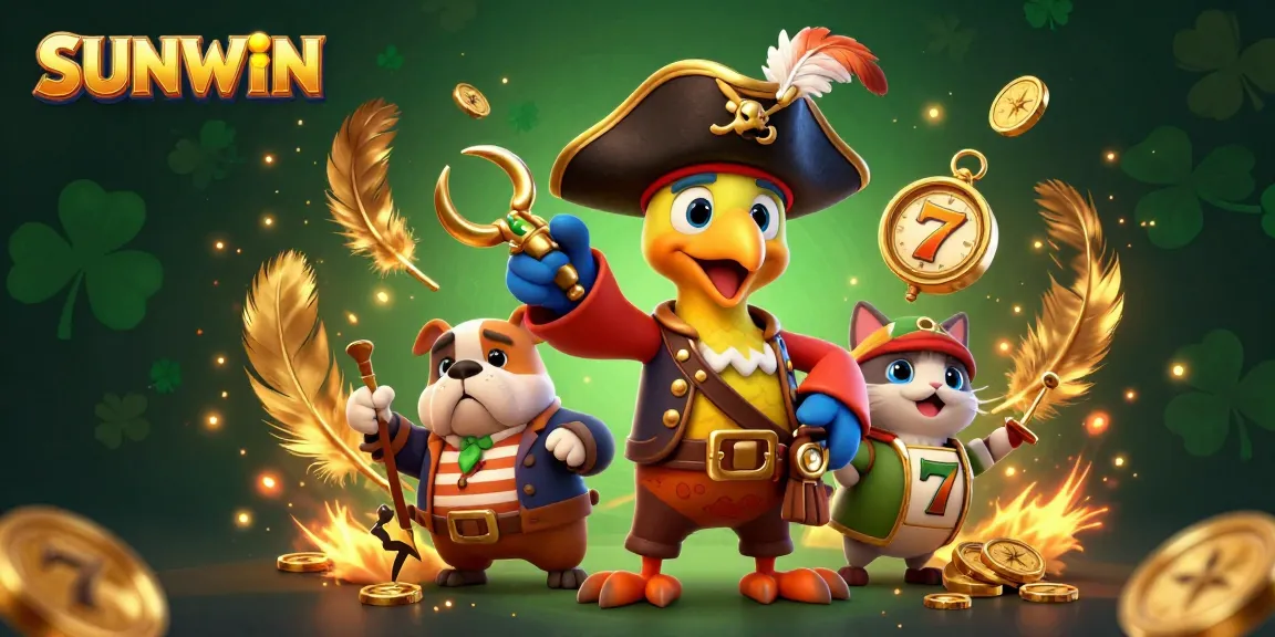 Experience thrilling moments with SUNWIN as cartoon characters engage in an adventurous gambling scene.