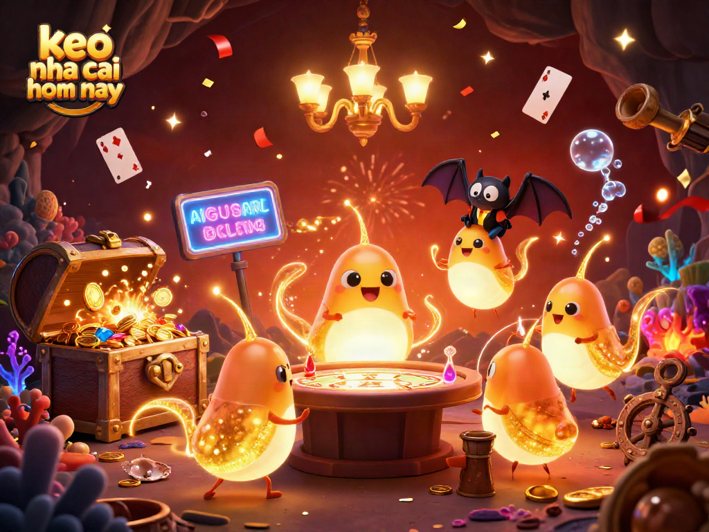 Experience "keo nha cai hom nay" in a vibrant 3D casino scene filled with gold coins and glowing elements.
