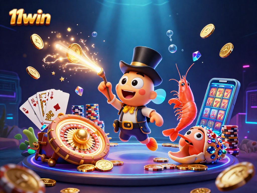 Attract golden coins with 11win as the deep-sea anglerfish shines amid vibrant casino action and excitement.