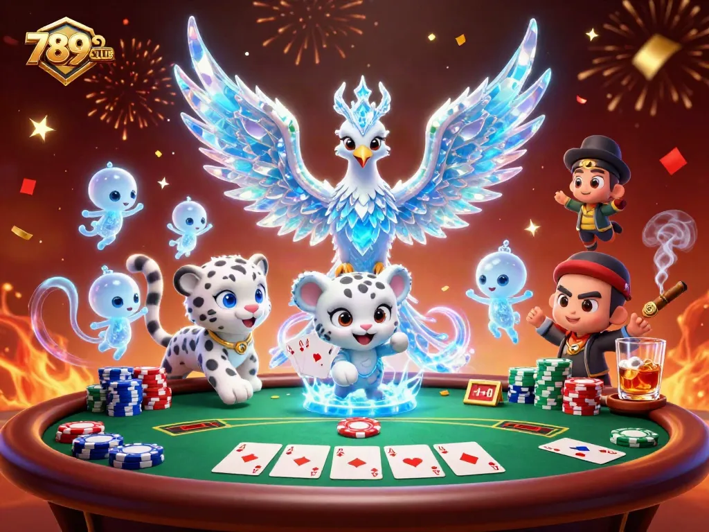 Engage in thrilling games at 789CLUB with a vibrant casino illustration showcasing exciting poker elements.