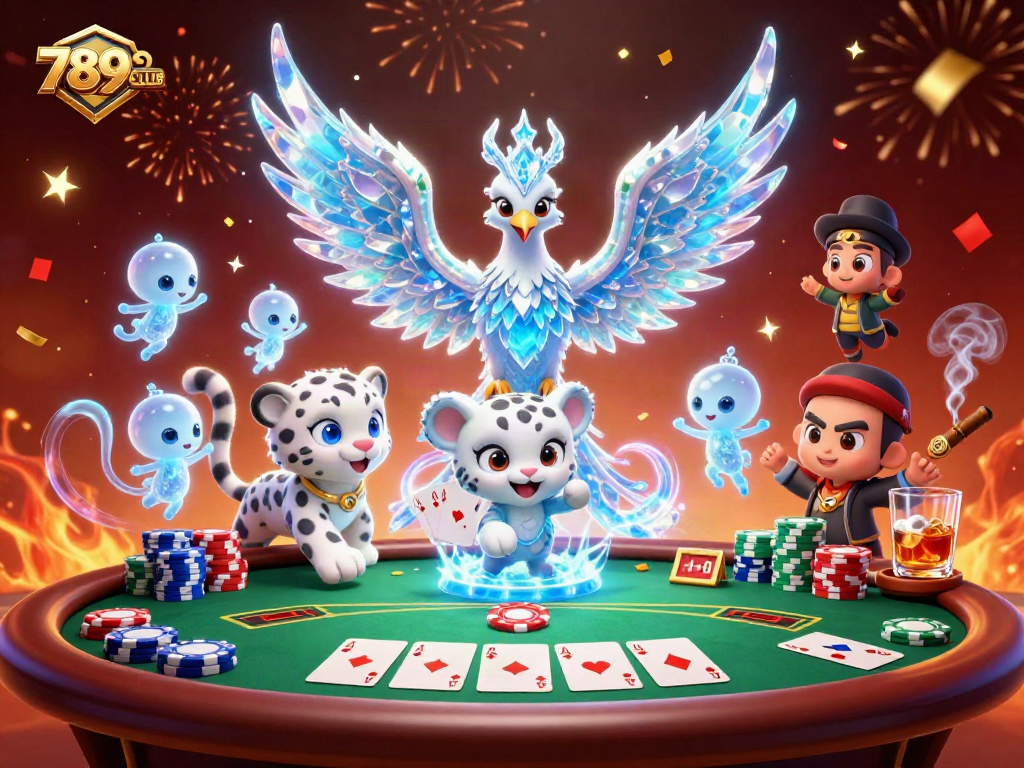 Engage in thrilling games at 789CLUB with a vibrant casino illustration showcasing exciting poker elements.