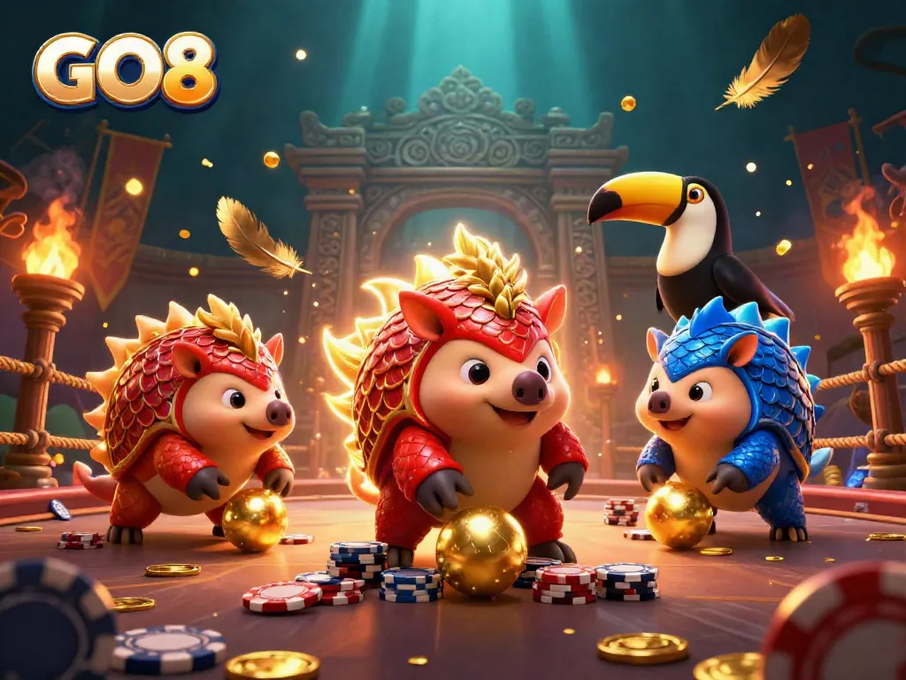 Engage with GO8 and enjoy vibrant casino action through animated pangolins and poker excitement.