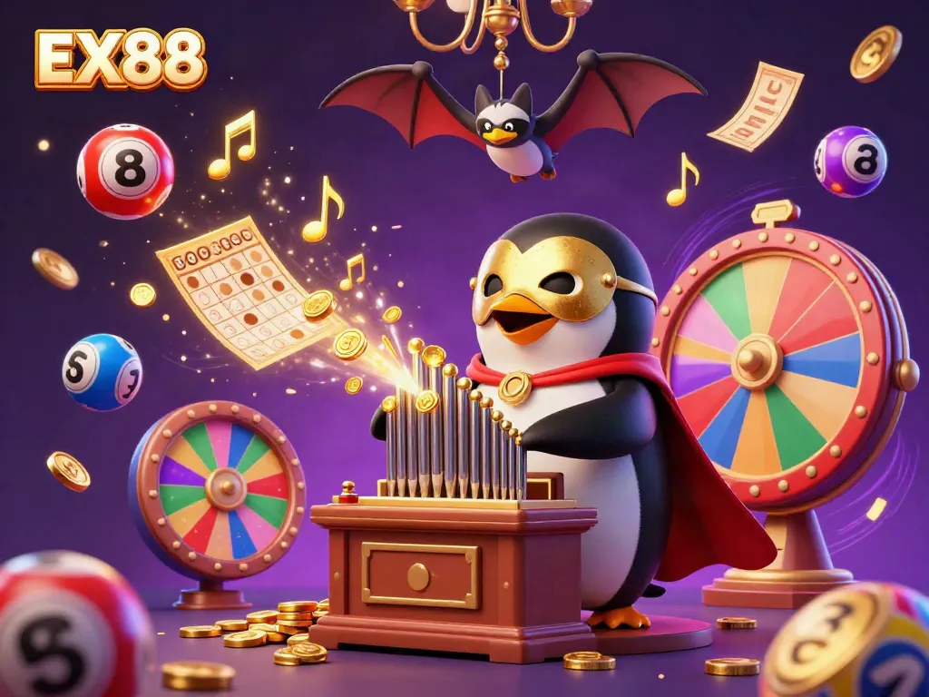 Experience excitement with EX88 as the phantom penguin plays the organ, showering golden coins.