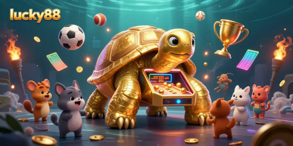 Engage with lucky88 and win big with dynamic games featuring golden tortoise and sports elements.