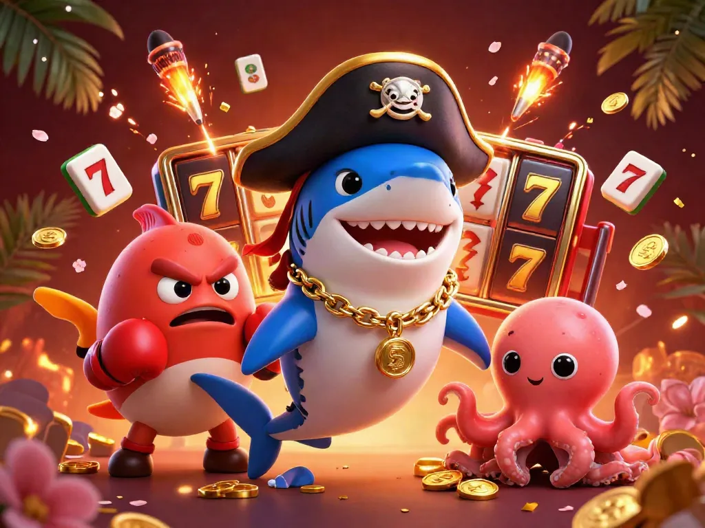 Spin the reels with ko66's vibrant 3D casino scene, featuring playful characters and dynamic elements.