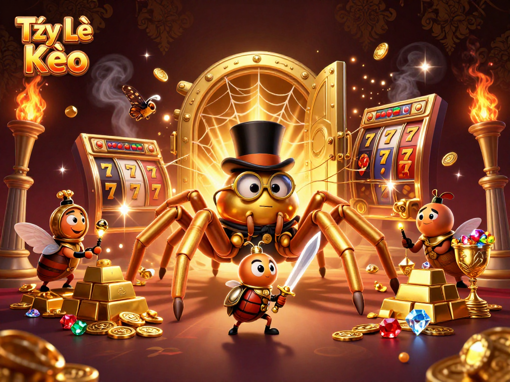 Tỷ Lệ Kèo revels in the thrill of casino gaming with enchanted characters among rich treasures and vibrant energy