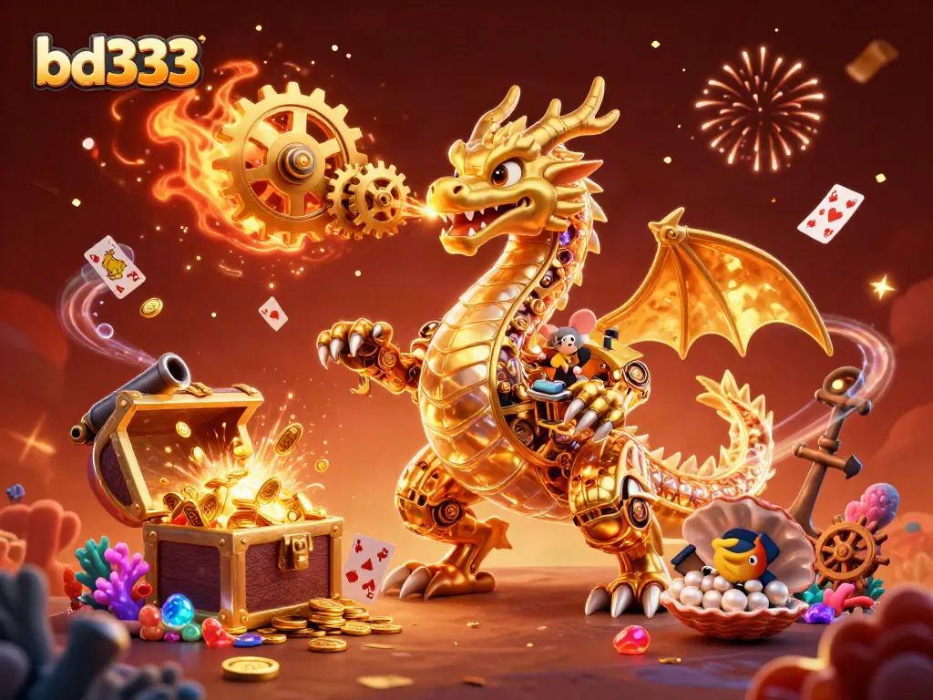 Experience exciting gameplay at bd333 with a golden dragon and immersive casino elements.