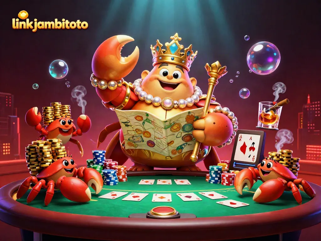 Experience thrilling gameplay with link jambitoto featuring a golden crab emperor and vibrant poker elements.