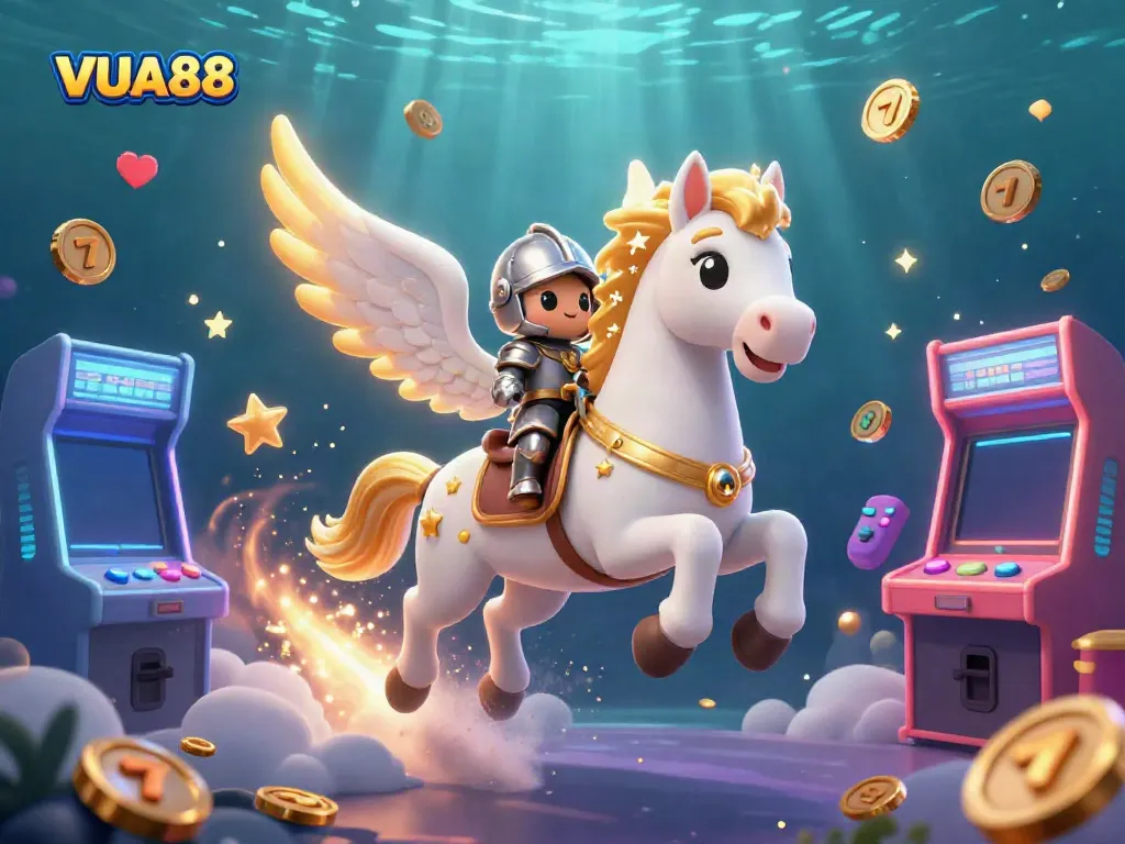 Experience thrilling wins with VUA88 while riding a celestial horse in a vibrant gaming universe.