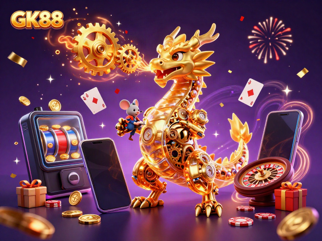 Experience thrilling GK88 gameplay with golden dragon and dynamic casino elements.