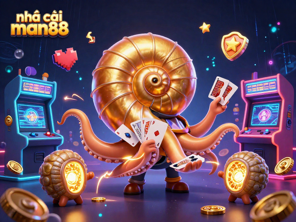 Experience the excitement of nhà cái man88 with vibrant 3D casino visuals and animated game elements.
