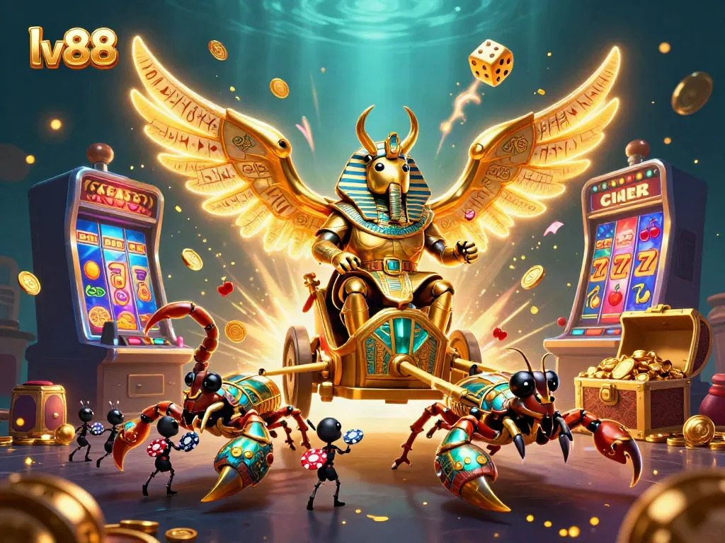 Experience the thrill of lv88 with the colossal golden scarab and treasure-filled slots.