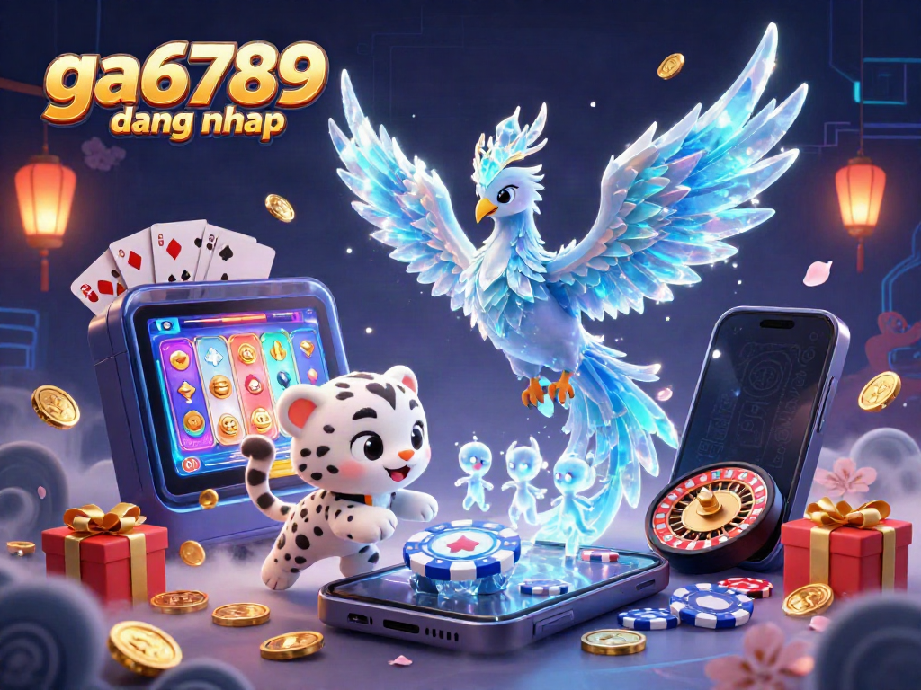 Engage in excitement with ga6789 dang nhap as an ice phoenix and snow leopard cub take center stage in a vibrant casino scene.