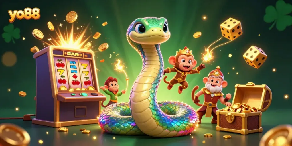Experience the excitement at yo88 with colorful casino games and jackpot wins in this vibrant scene.