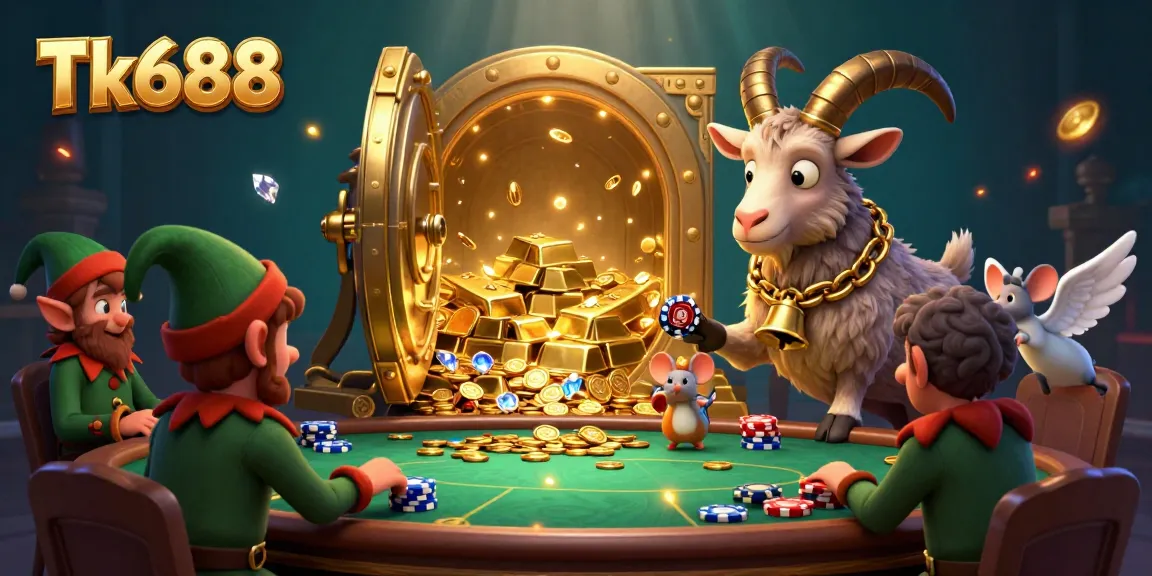 Experience the excitement of Tk688 as the Krampus goat oversees a lively casino with elf gremlins stealing poker chips.