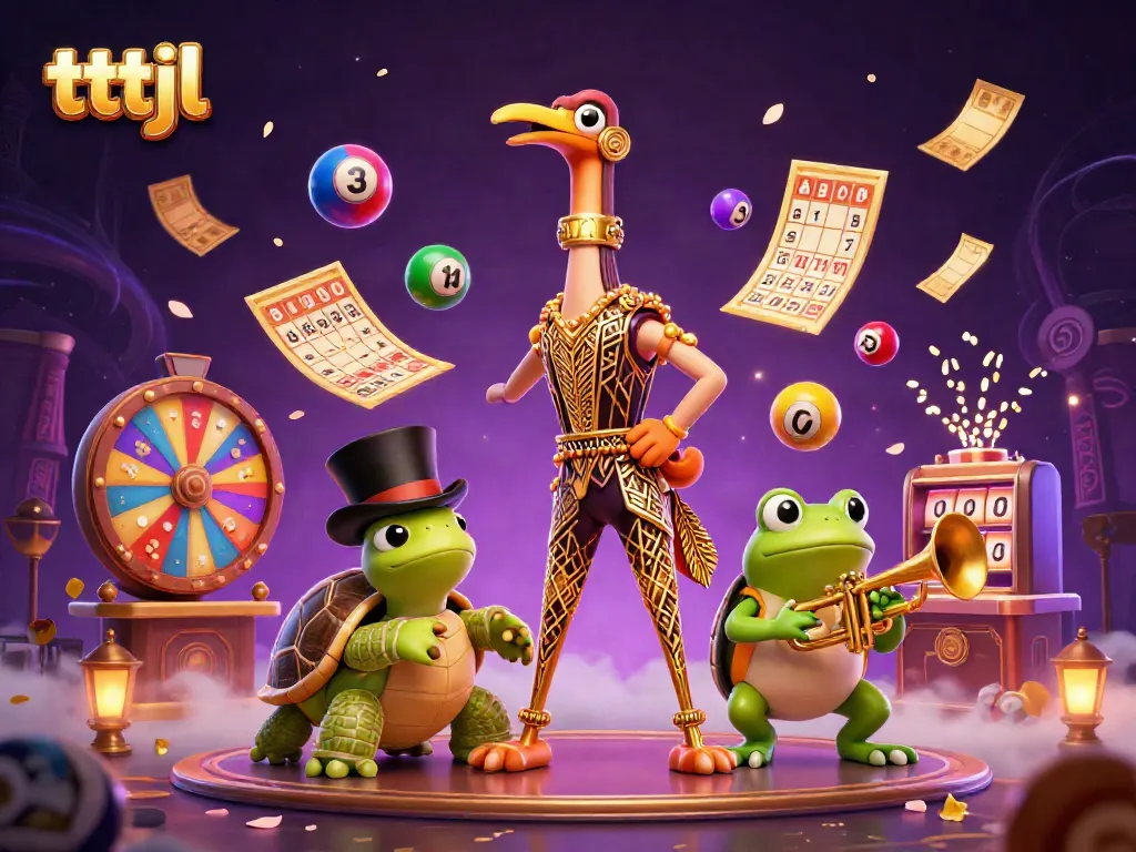 Engage with thrilling tttjl gameplay featuring vibrant lottery balls, a charming speakeasy scene, and exciting prizes.