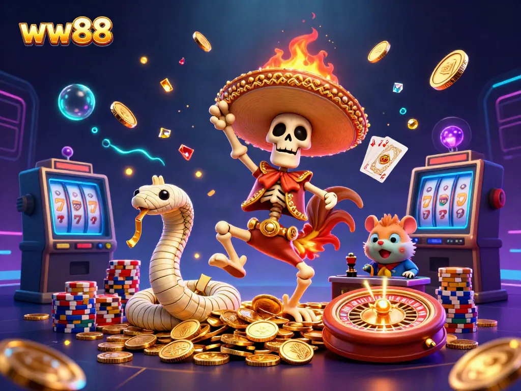 Engage in thrilling gaming moments at ww88 with dynamic characters celebrating winning casino rewards.