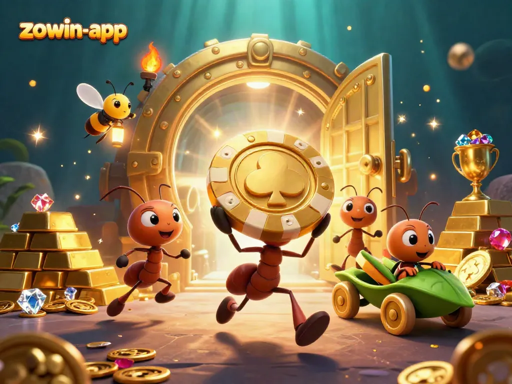 Engage in high-stakes gaming with the zowin-app as a team of cartoon ants run a heist for riches.